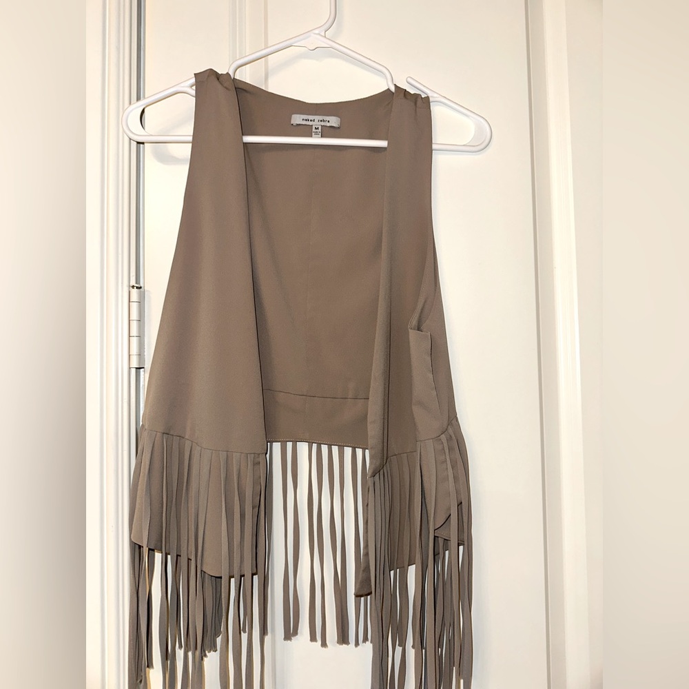 Naked Zebra Tan Fringe Vest